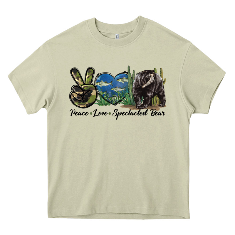Peace Love Spectacled Bear Heavy Core Tee by LillyAllenDesigns | Teevron