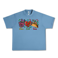 Pebble Blue Peace Love Tacos Urban Heavy Tee - BundleAndBundleShop