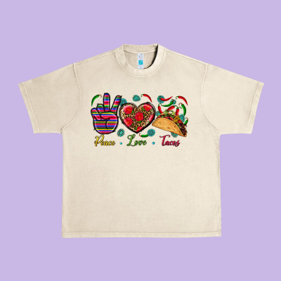 Peace Love Tacos Urban Heavy Tee Designed By Bundleandbundleshop