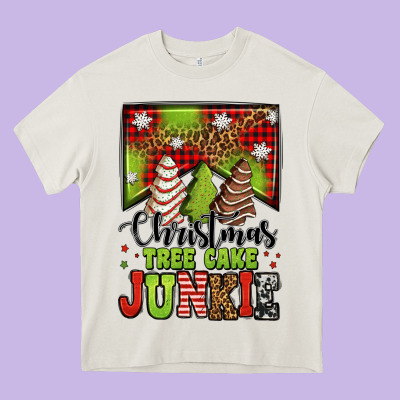 Christmas Tree Cake Junkie Heavy Core Tee Designed By Jasminsmagicworld