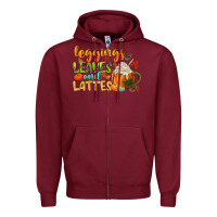 Burgundy leaves and lattes Zipper Hoodie - CowGirlArtShop