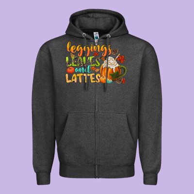 Leaves And Lattes Zipper Hoodie Designed By Cowgirlartshop