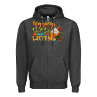 Charcoal Heather leaves and lattes Zipper Hoodie - CowGirlArtShop