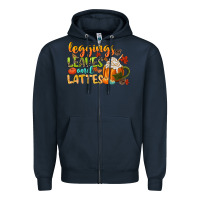 Navy leaves and lattes Zipper Hoodie - CowGirlArtShop