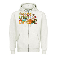 Oatmeal Heather leaves and lattes Zipper Hoodie - CowGirlArtShop
