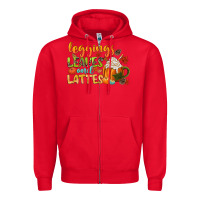 Red leaves and lattes Zipper Hoodie - CowGirlArtShop