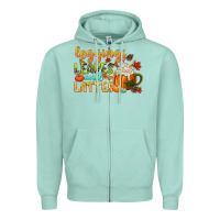 Seafoam leaves and lattes Zipper Hoodie - CowGirlArtShop