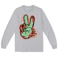 Moon Dust Green Glitter Floral Peace Sign Long Sleeve Tee - Jasminsmagicworld