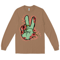 Toasted Coconut Green Glitter Floral Peace Sign Long Sleeve Tee - Jasminsmagicworld