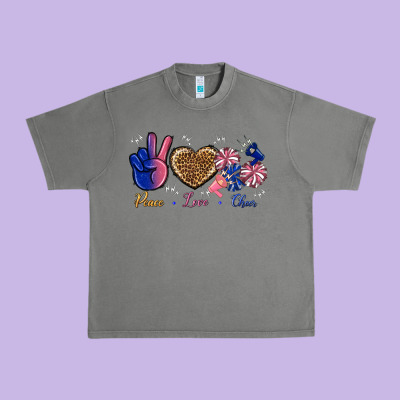 Peace Love Cheer Urban Heavy Tee Designed By Bundleandbundleshop
