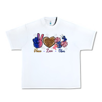 White Peace Love Cheer Urban Heavy Tee - BundleAndBundleShop