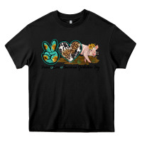 Black peace love yorkshire pig Heavy Core Tee - LillyAllenDesigns