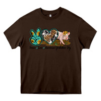 Chocolate Brown peace love yorkshire pig Heavy Core Tee - LillyAllenDesigns