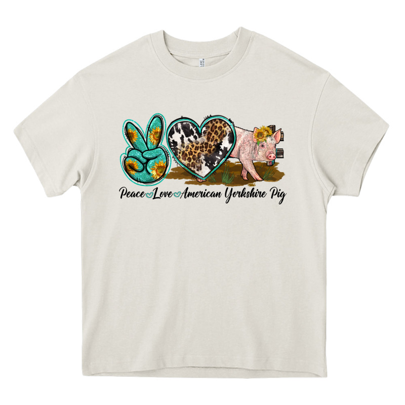 Peace Love Yorkshire Pig Heavy Core Tee by LillyAllenDesigns | Teevron