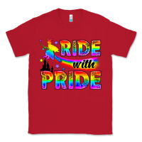 Red Western LGBTQ+ Ride With Pride Classic Tee - BundleAndBundleShop