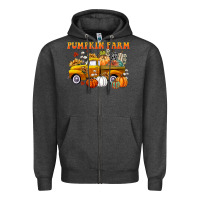 Charcoal Heather pumpkin farm Zipper Hoodie - CowGirlArtShop