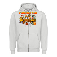 Dove Grey pumpkin farm Zipper Hoodie - CowGirlArtShop