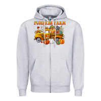 Heather Grey pumpkin farm Zipper Hoodie - CowGirlArtShop