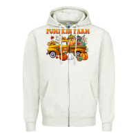 Oatmeal Heather pumpkin farm Zipper Hoodie - CowGirlArtShop