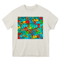 Cream autism awareness puzzle Heavy Core Tee - BarkalooDesign