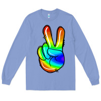 Colony Blue rainbow peace sign Long Sleeve Tee - Jasminsmagicworld