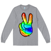 Heather Grey rainbow peace sign Long Sleeve Tee - Jasminsmagicworld