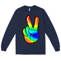 Navy rainbow peace sign Long Sleeve Tee - Jasminsmagicworld