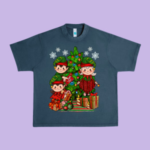 Mimi Elf, Mama Elf, Child Elf Christmas Urban Heavy Tee Designed By Bundleandbundleshop