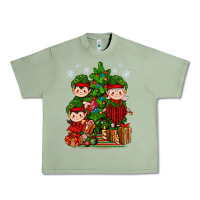 Oil Green Mimi Elf, Mama Elf, Child Elf Christmas Urban Heavy Tee - BundleAndBundleShop