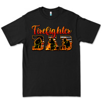 Black American Flag Firefighter Dad Premium Tee - LillyAllenDesigns