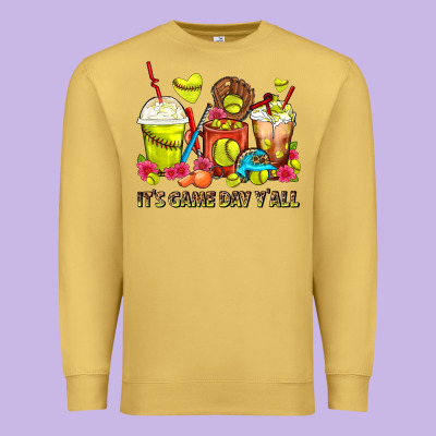 It's Game Day Y'all Softball Coffee Cups Premium Sweatshirt Designed By Fadigitalartstudio