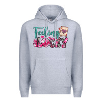 Heather Grey feeling lucky Premium Hoodie - OliviaCreatesArt
