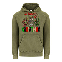 Vintage Olive Merry Christmas skeleton hands Vintage Hoodie - NancyCooperArtShop