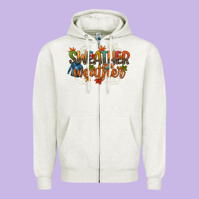 Sweather Weather Zipper Hoodie Designed By Cowgirlartshop