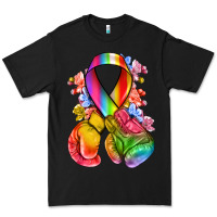 Black all color ribbon with boxing gloves Premium Tee - NancyCooperArtShop