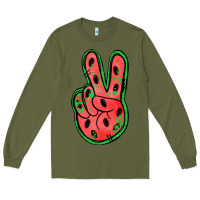 Army Green watermelon peace sign Long Sleeve Tee - Jasminsmagicworld