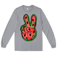 Heather Grey watermelon peace sign Long Sleeve Tee - Jasminsmagicworld