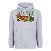 Heather Grey christmas santa claus coffee cups Heavyweight Hoodie - OliviaCreatesArt