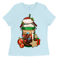 Baby Blue Christmas vacation trapper hat coffee cup Ladies Tee - Jasminsmagicworld