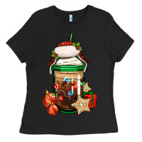 Black Christmas vacation trapper hat coffee cup Ladies Tee - Jasminsmagicworld