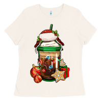Bone Christmas vacation trapper hat coffee cup Ladies Tee - Jasminsmagicworld