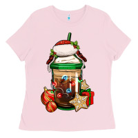Bubblegum Pink Christmas vacation trapper hat coffee cup Ladies Tee - Jasminsmagicworld