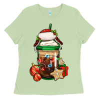 Matcha Christmas vacation trapper hat coffee cup Ladies Tee - Jasminsmagicworld