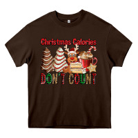 Chocolate Brown Christmas Calories don't count Christmas tree cake Heavy Core Tee - Jasminsmagicworld