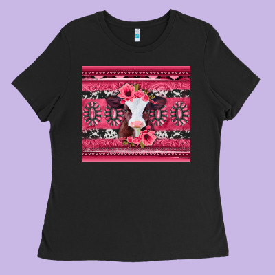 Pink Gemstone Baby Calf Western Valentines Day Ladies Tee Designed By Jasminsmagicworld