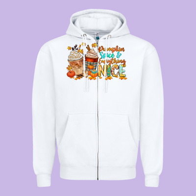 Pumpkin Spice And Everything Nice Zipper Hoodie Designed By Cowgirlartshop
