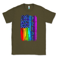 Army Green Pride LGBTQ+ American Flag Classic Tee - BundleAndBundleShop