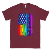 Burgundy Pride LGBTQ+ American Flag Classic Tee - BundleAndBundleShop