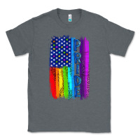 Charcoal Heather Pride LGBTQ+ American Flag Classic Tee - BundleAndBundleShop