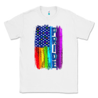 White Pride LGBTQ+ American Flag Classic Tee - BundleAndBundleShop